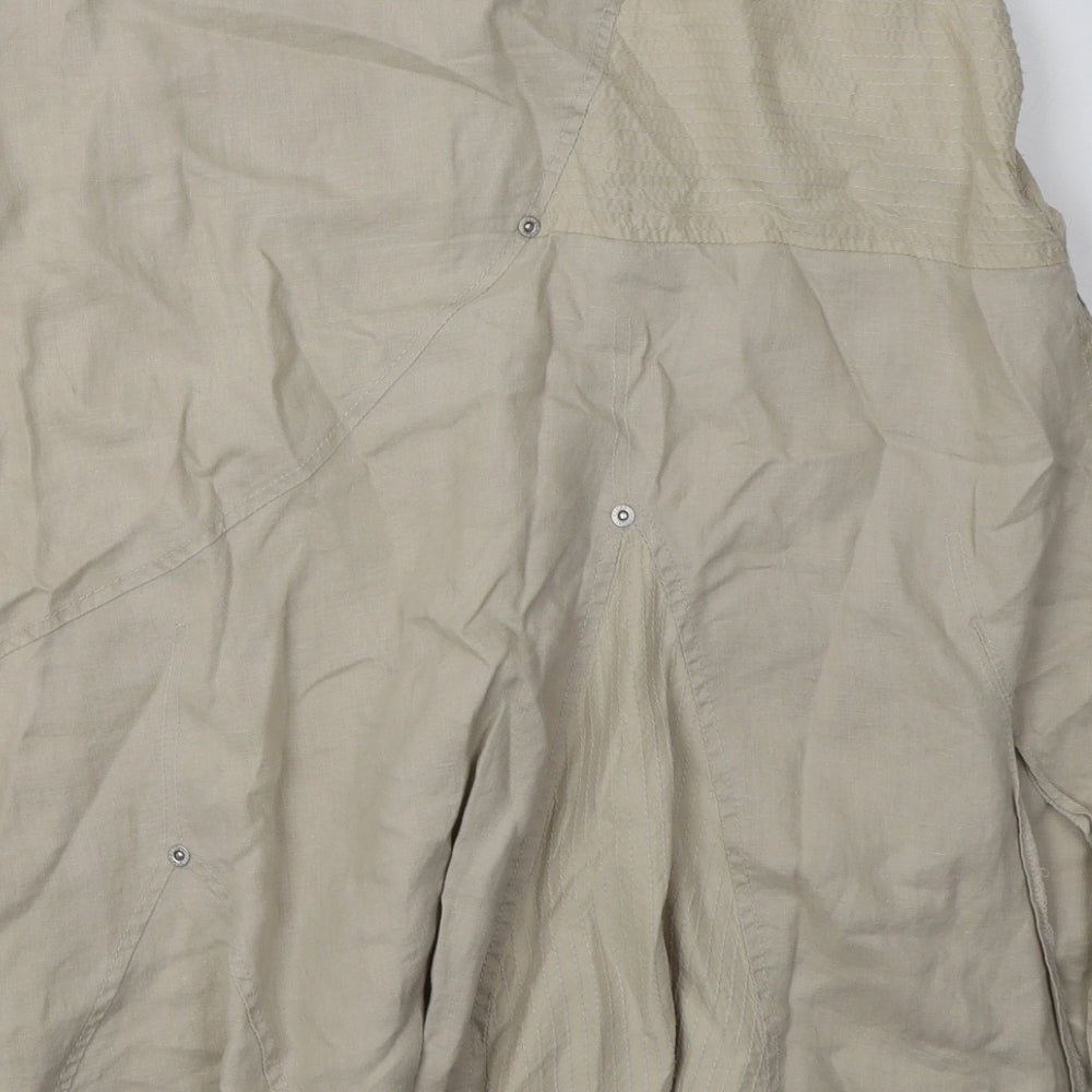 River Island Womens Beige  Linen A-Line Skirt Size 12   Hook & Eye
