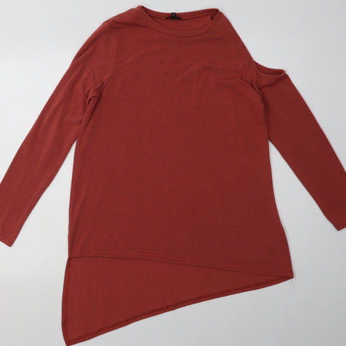 River Island Womens Pink  Polyester Pullover Sweatshirt Size 12  Pullover - one cold shoulder