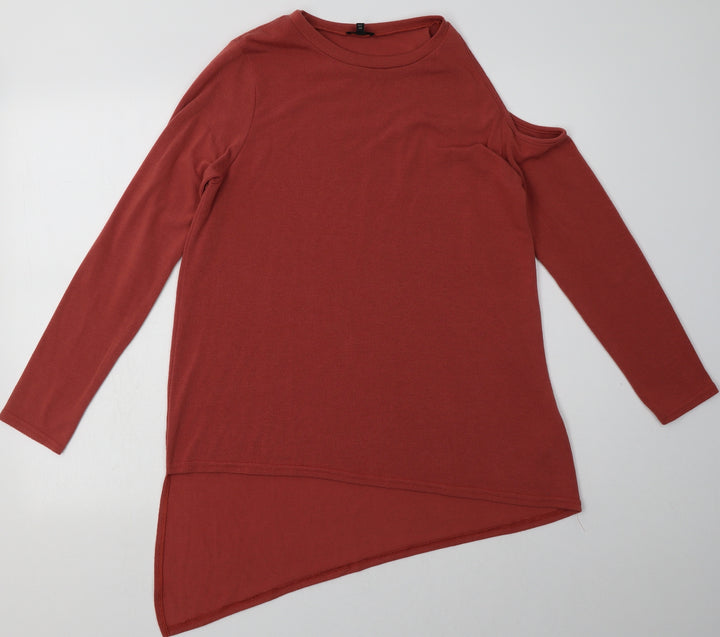 River Island Womens Pink Polyester Pullover Sweatshirt Size 12 Pullover - one cold shoulder