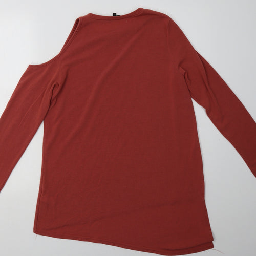 River Island Womens Pink  Polyester Pullover Sweatshirt Size 12  Pullover - one cold shoulder