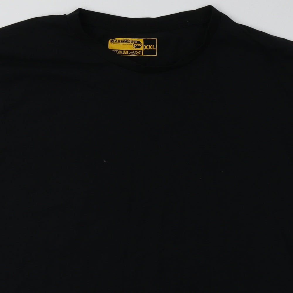 Workwear Mens Black  Cotton  T-Shirt Size 2XL Crew Neck