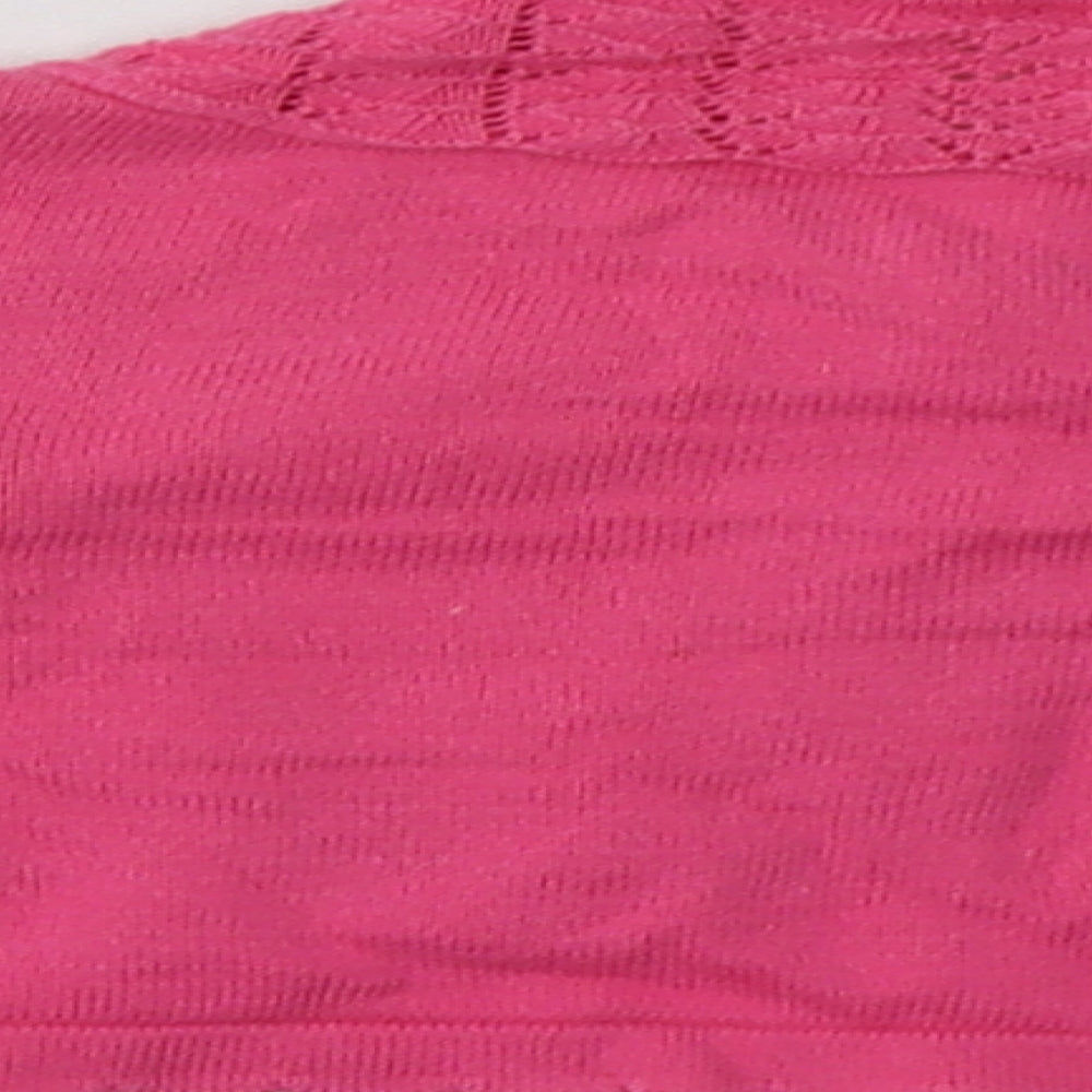sainsburys Girls Pink Crew Neck Geometric Cotton Cardigan Jumper Size 4-5 Years  Button