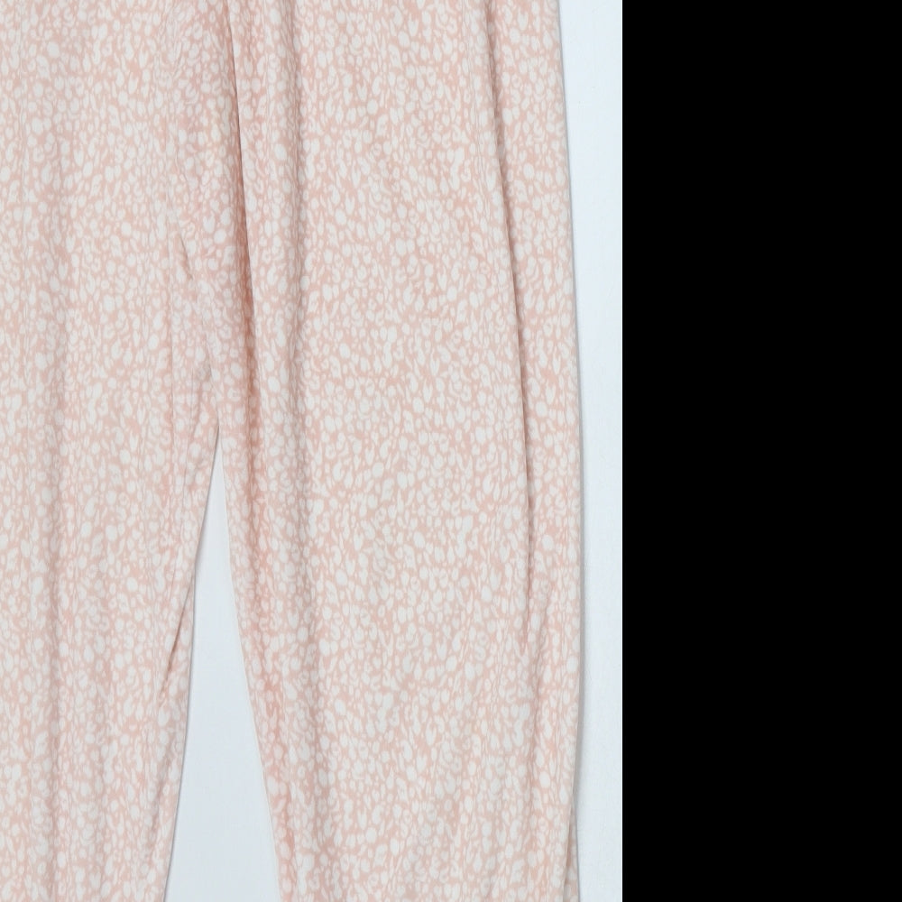 Primark Womens Pink Animal Print Polyester  Pyjama Set Size M