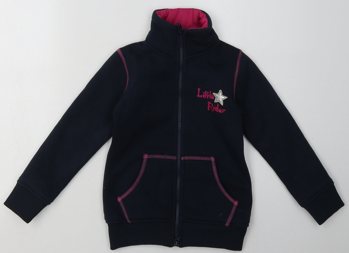 Preworn Girls Blue  Polyester Full Zip Sweatshirt Size 5-6 Years  Zip - little rider