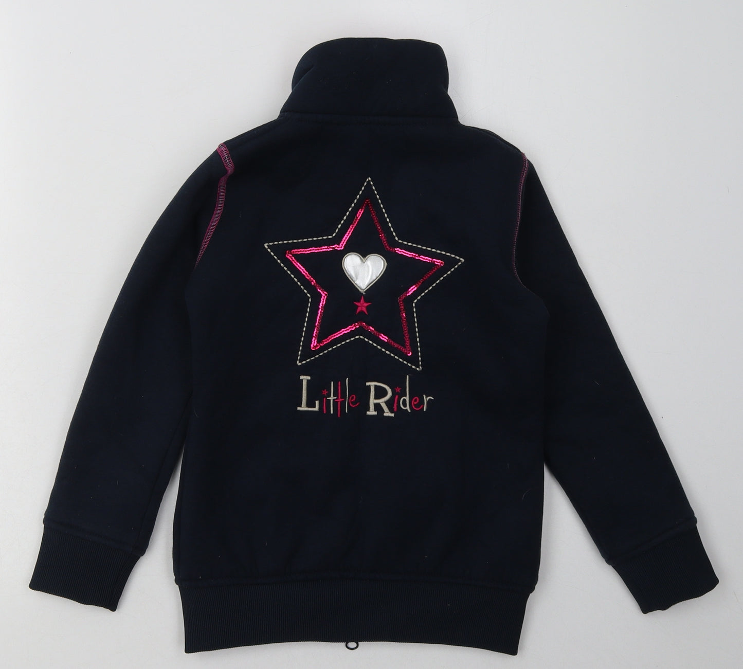 Preworn Girls Blue  Polyester Full Zip Sweatshirt Size 5-6 Years  Zip - little rider