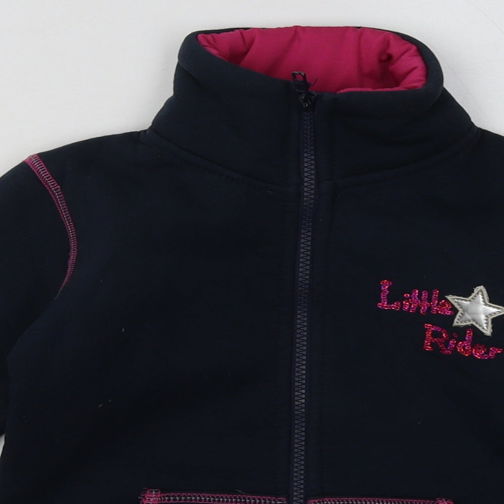 Preworn Girls Blue  Polyester Full Zip Sweatshirt Size 5-6 Years  Zip - little rider