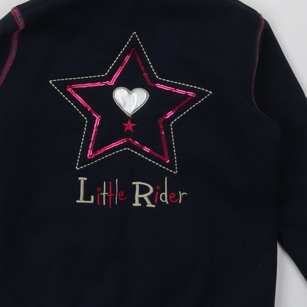 Preworn Girls Blue  Polyester Full Zip Sweatshirt Size 5-6 Years  Zip - little rider
