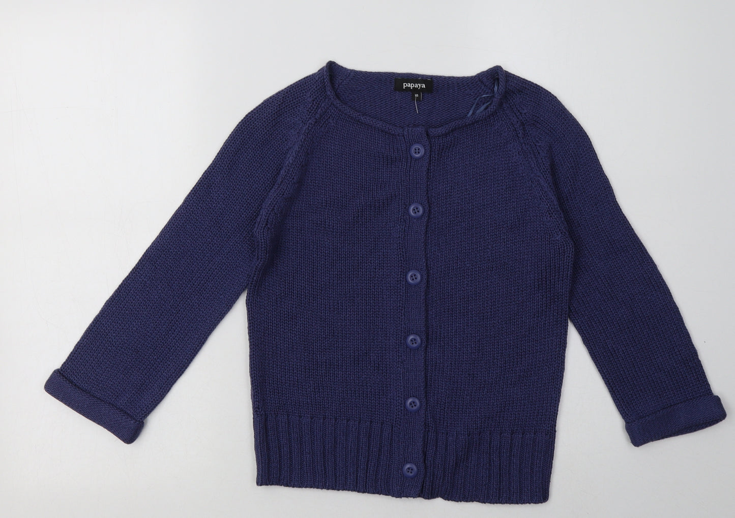 Matalan Womens Purple Crew Neck  Acrylic Cardigan Jumper Size 10
