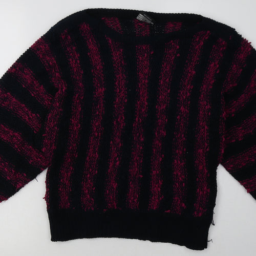 Tigi Womens Purple Striped Acrylic Pullover Sweatshirt One Size  Pullover