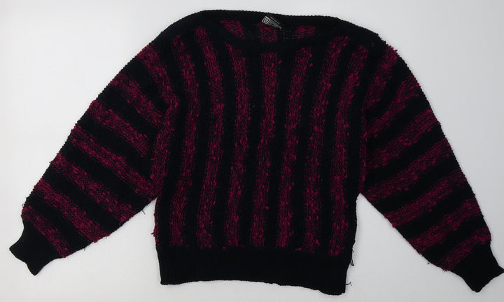 Tigi Womens Purple Striped Acrylic Pullover Sweatshirt One Size  Pullover
