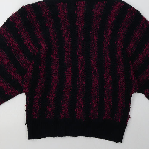 Tigi Womens Purple Striped Acrylic Pullover Sweatshirt One Size  Pullover