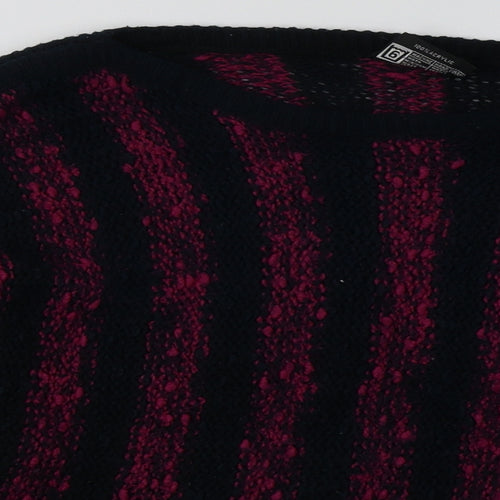 Tigi Womens Purple Striped Acrylic Pullover Sweatshirt One Size  Pullover