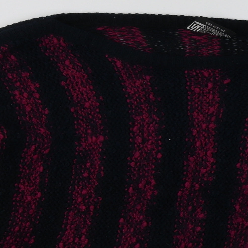 Tigi Womens Purple Striped Acrylic Pullover Sweatshirt One Size  Pullover