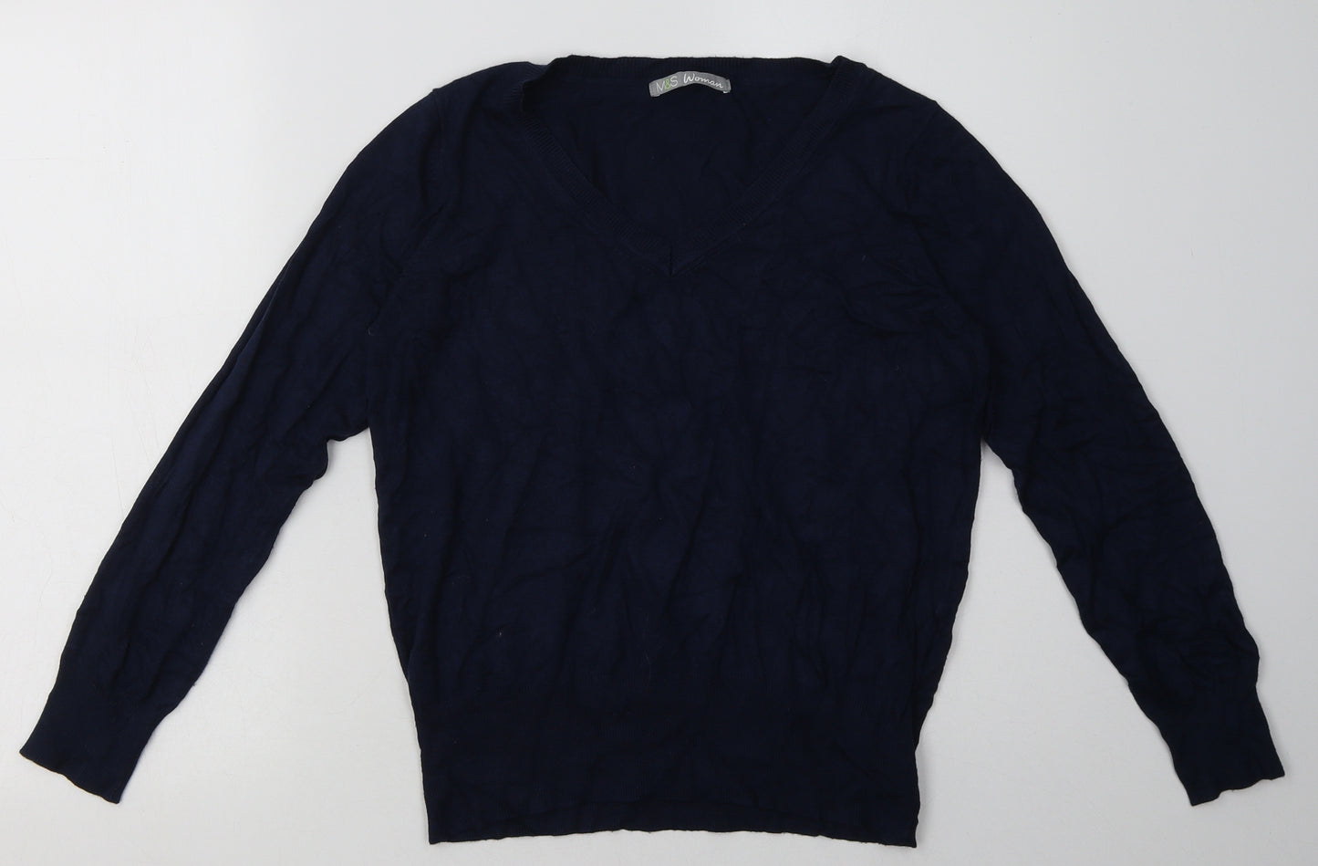 Marks and Spencer Womens Blue  Viscose Pullover Sweatshirt Size 14  Pullover