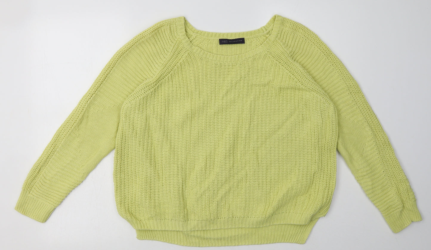 Marks and Spencer Womens Yellow  Cotton Pullover Sweatshirt Size 16  Pullover
