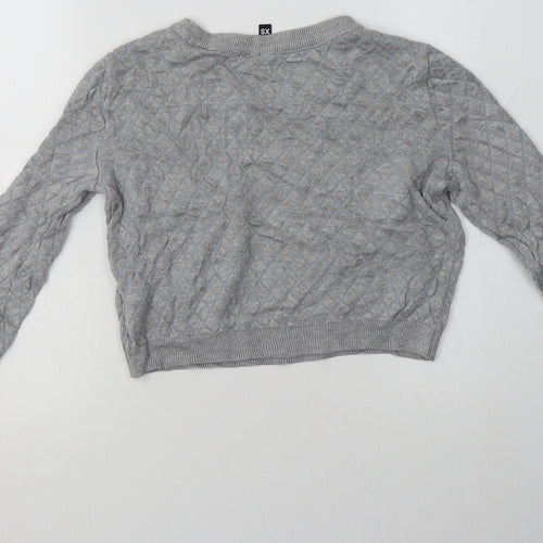 H&M Womens Grey Argyle/Diamond Viscose Pullover Sweatshirt Size XS   - Cropped