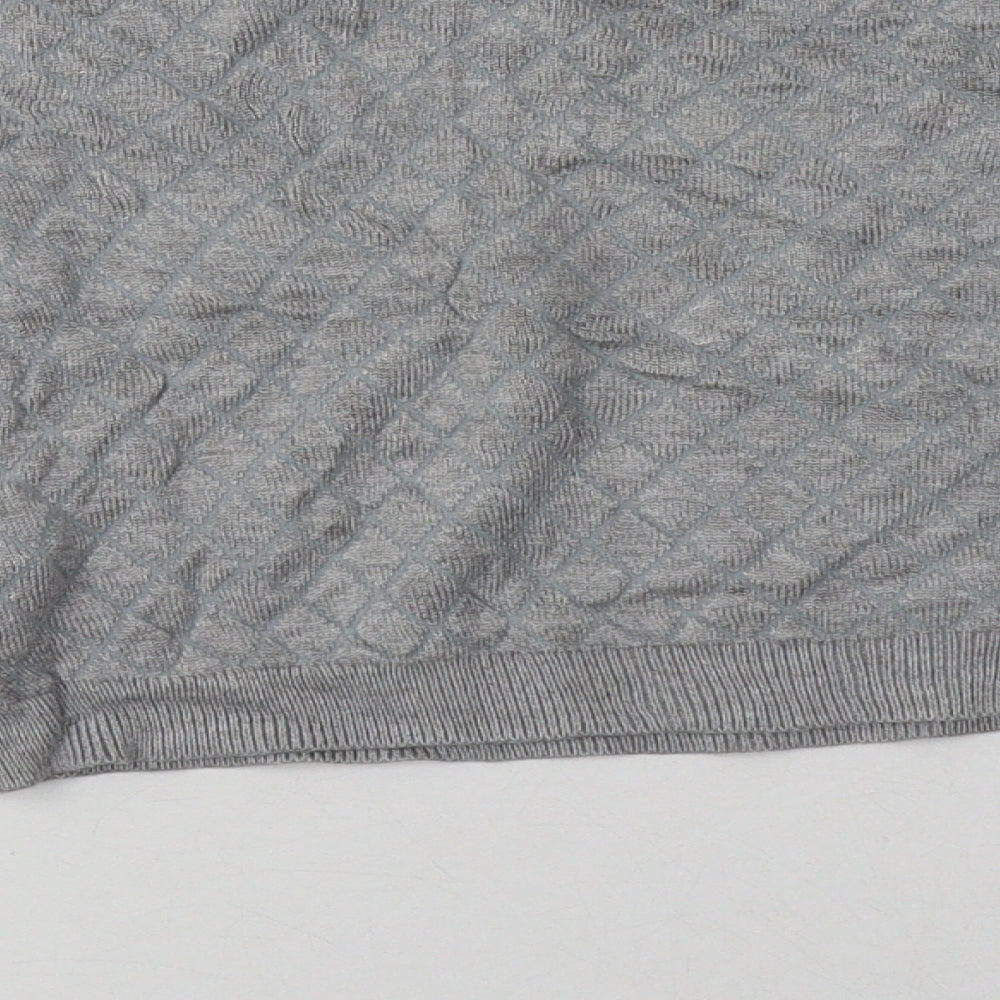 H&M Womens Grey Argyle/Diamond Viscose Pullover Sweatshirt Size XS   - Cropped