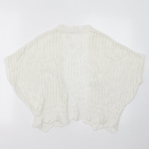 George Womens White V-Neck Geometric Acrylic Cardigan Jumper Size XS