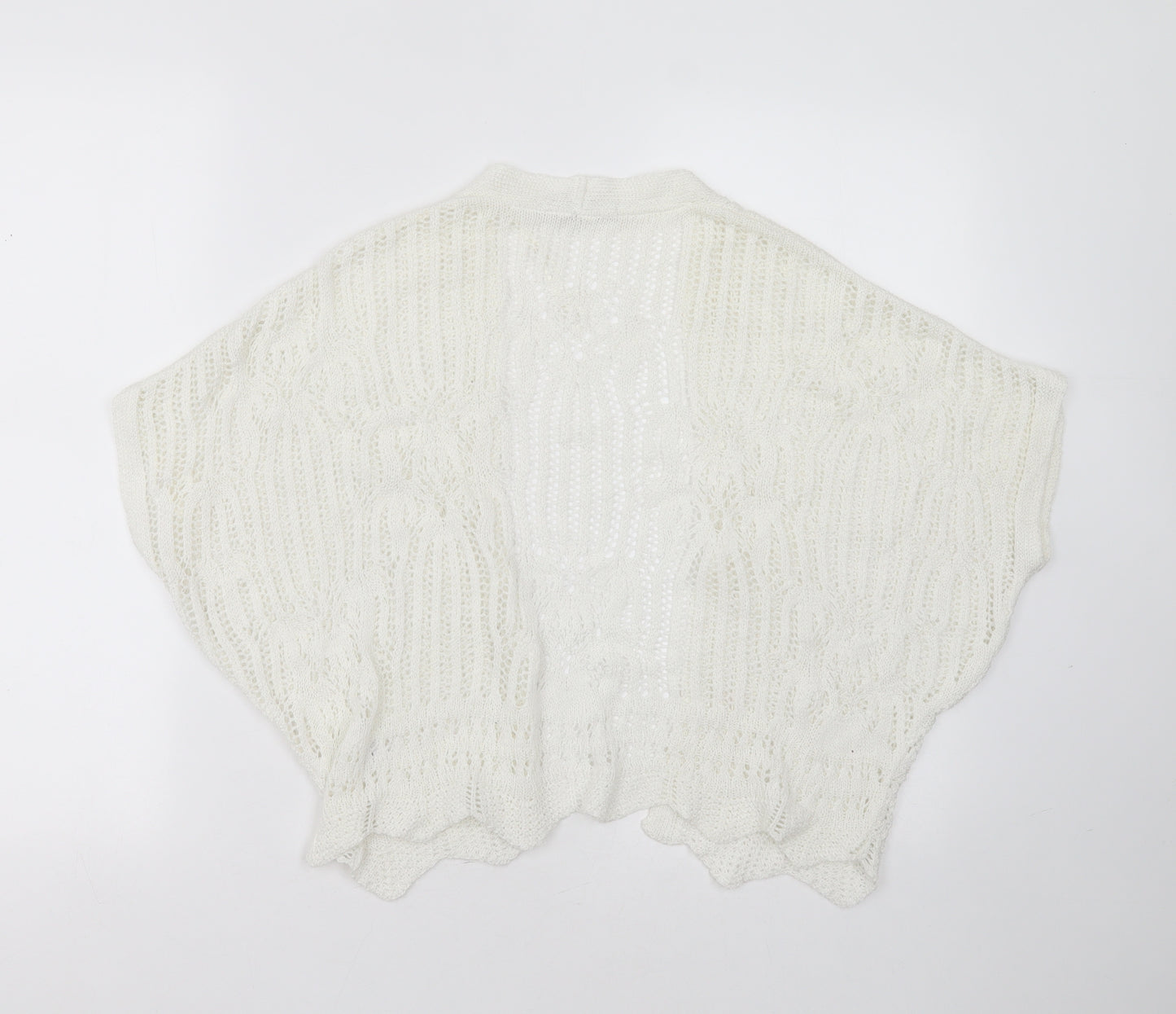George Womens White V-Neck Geometric Acrylic Cardigan Jumper Size XS