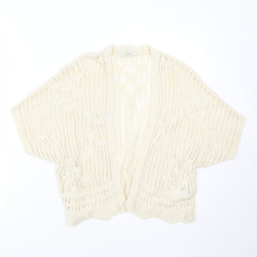 George Womens Beige V-Neck Geometric Acrylic Cardigan Jumper Size S