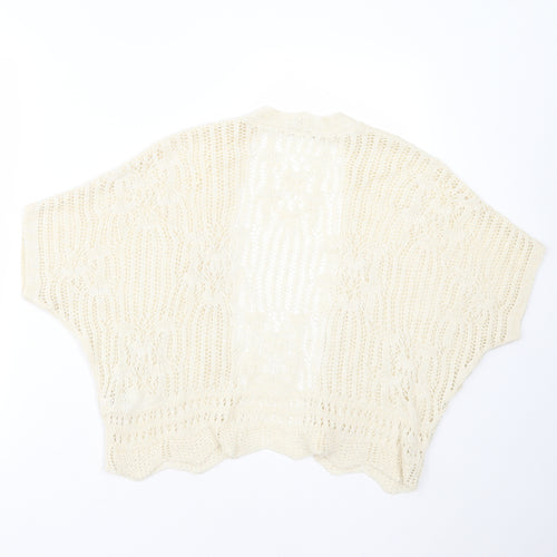 George Womens Beige V-Neck Geometric Acrylic Cardigan Jumper Size S