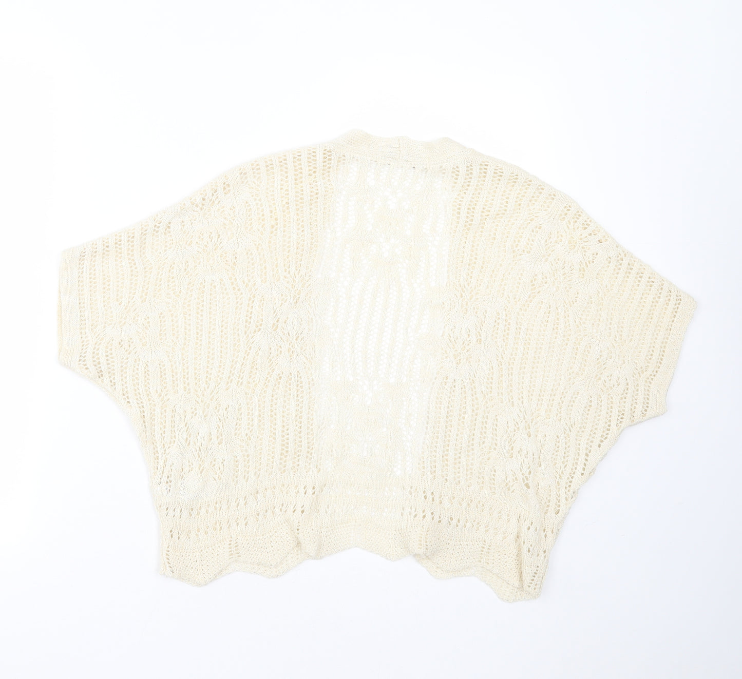 George Womens Beige V-Neck Geometric Acrylic Cardigan Jumper Size S