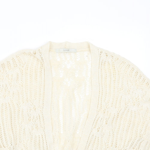 George Womens Beige V-Neck Geometric Acrylic Cardigan Jumper Size S