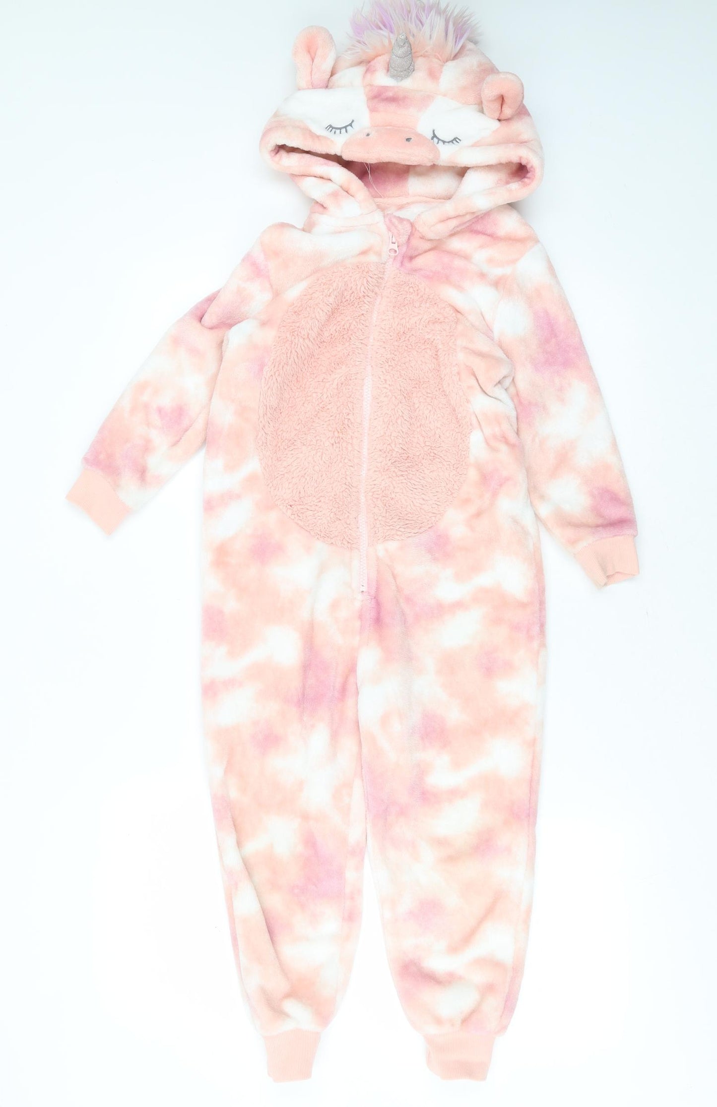NEXT Girls Pink Solid Polyester Top One Piece Size 6 Years  Zip - Unicorn Onesie