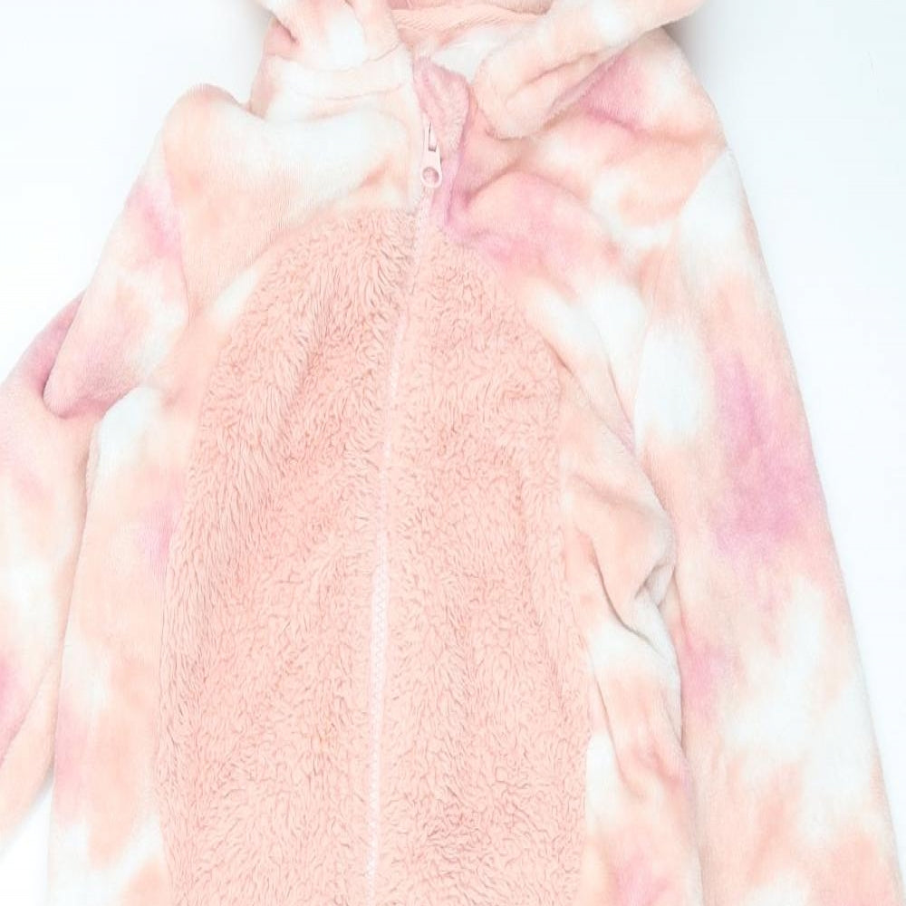 NEXT Girls Pink Solid Polyester Top One Piece Size 6 Years  Zip - Unicorn Onesie