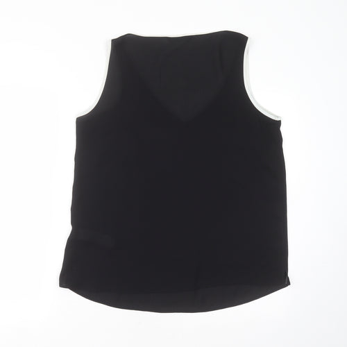 Marks and Spencer Womens Black  Polyester Basic Blouse Size 14 V-Neck