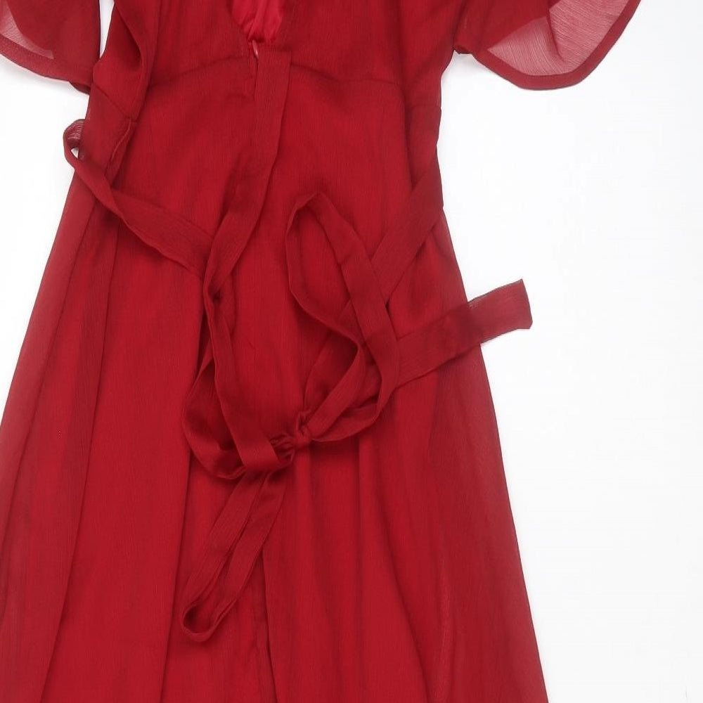 SheIn Womens Red  Polyester Maxi  Size L  Round Neck