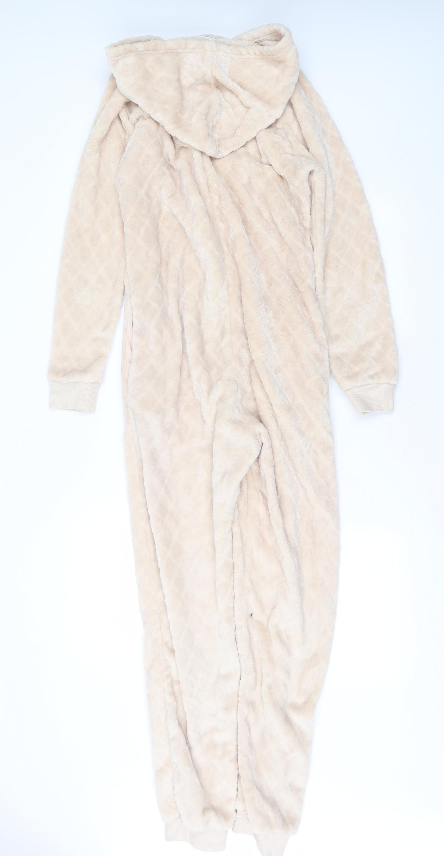 MAKE TIME TO DREAM Womens Beige Argyle/Diamond Polyester Top One Piece Size M  Zip - onesie
