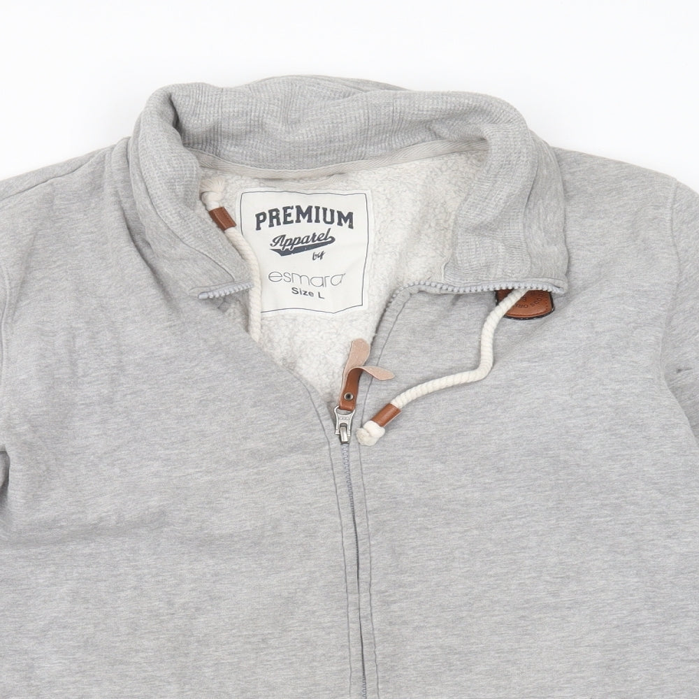 ESMARA Mens Grey  Cotton Full Zip Sweatshirt Size L