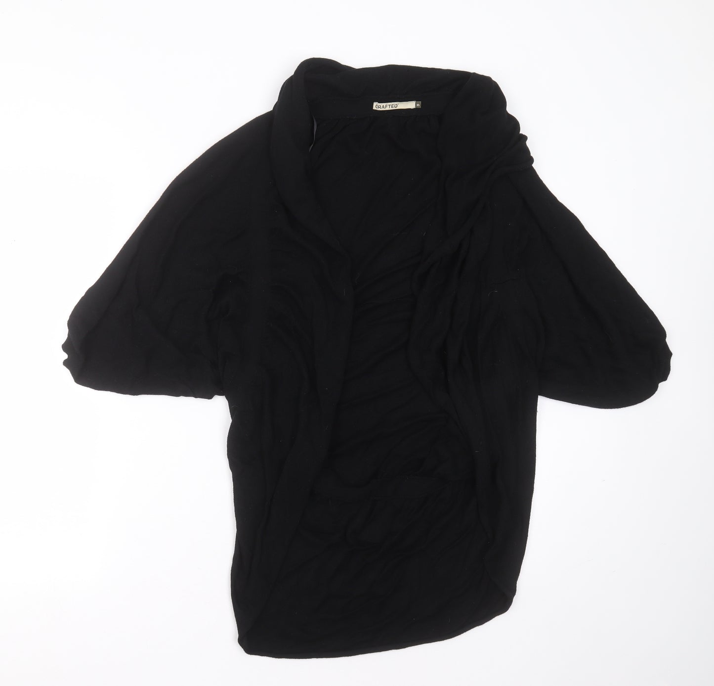 Crafted Womens Black V-Neck  Viscose Cardigan Jumper Size 14