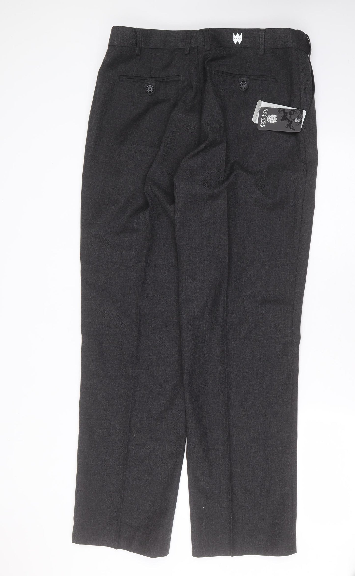 Skopes Mens Grey  Polyester Trousers  Size 36 in L33 in Regular Zip