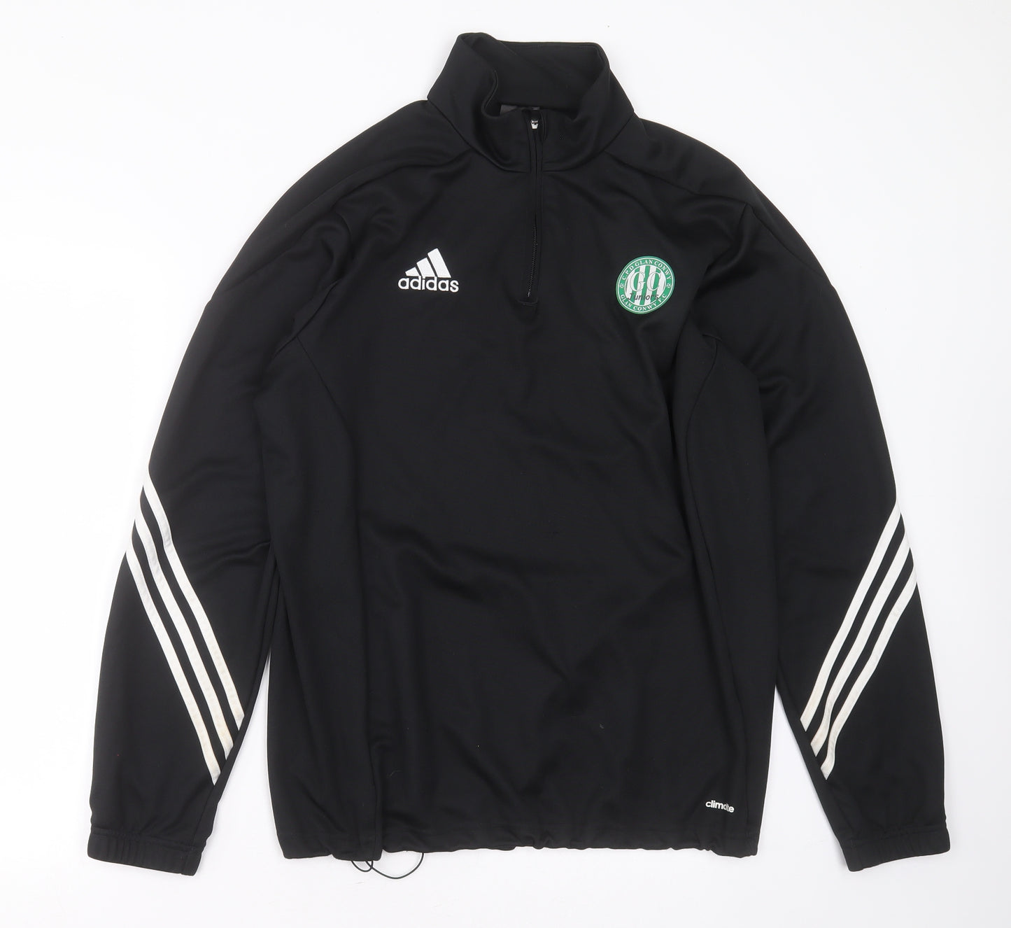 adidas Mens Black  Polyester Pullover Casual Size L Round Neck  - glan conwy