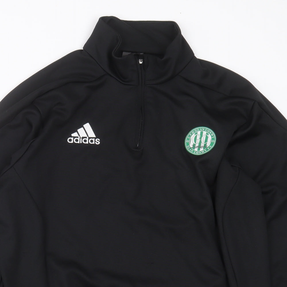 adidas Mens Black  Polyester Pullover Casual Size L Round Neck  - glan conwy