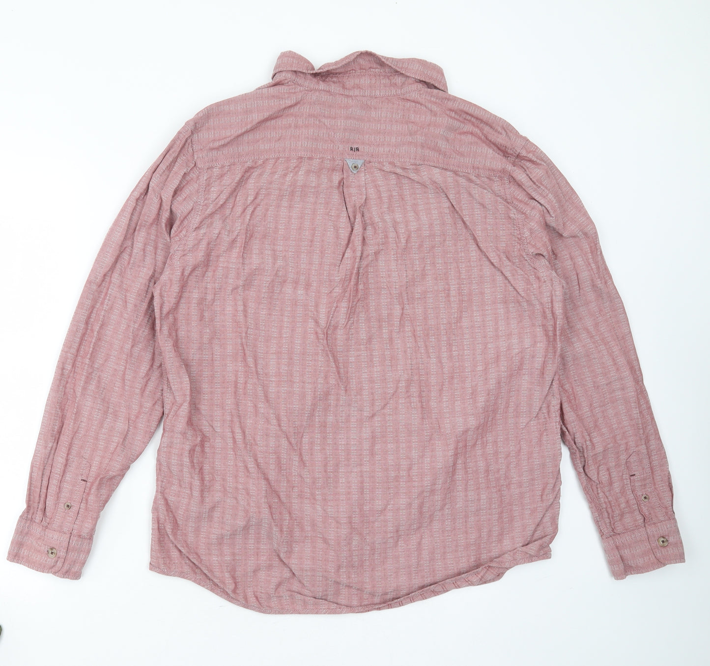 RJR.John Rocha Mens Pink Striped Cotton  Button-Up Size L Collared Button