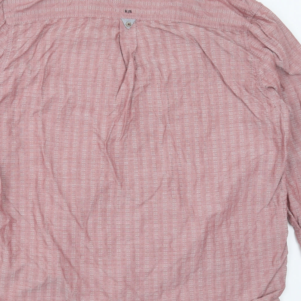 RJR.John Rocha Mens Pink Striped Cotton  Button-Up Size L Collared Button