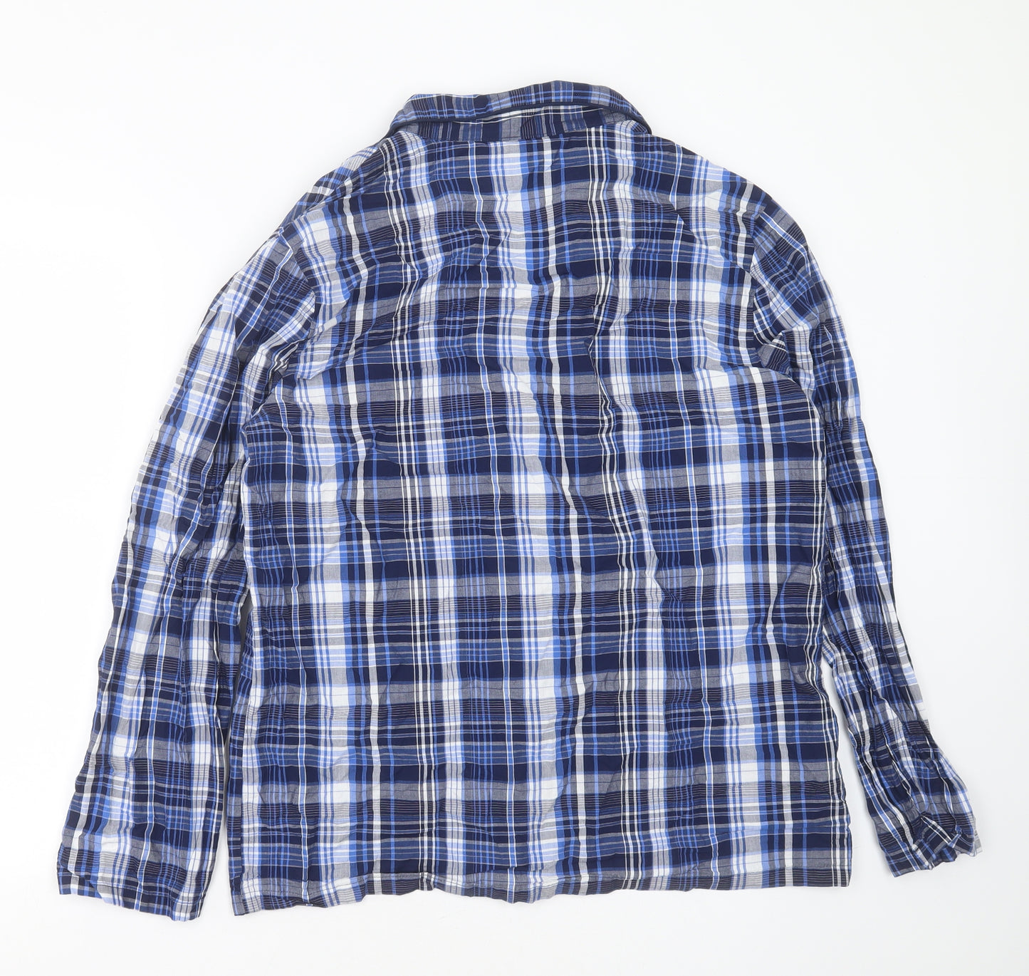 F&F Mens Blue Check Cotton  Pyjama Top Size M  Button