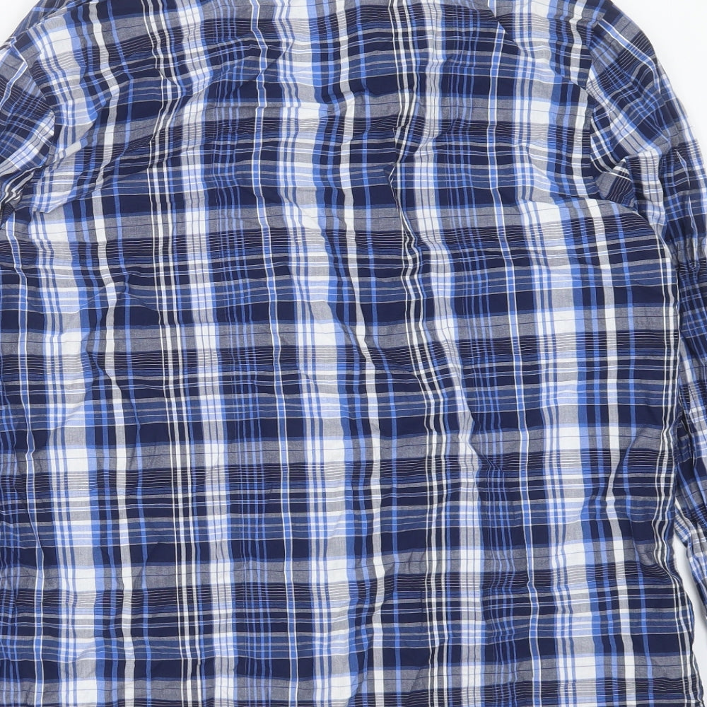 F&F Mens Blue Check Cotton  Pyjama Top Size M  Button