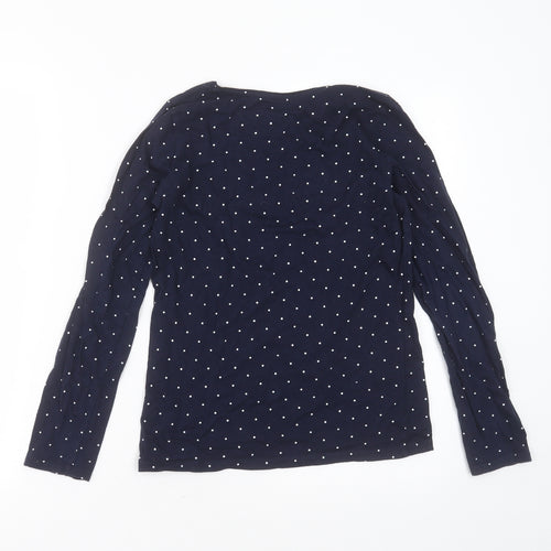 Primark Girls Blue Polka Dot Cotton Basic T-Shirt Size 11-12 Years Round Neck  - hi bye