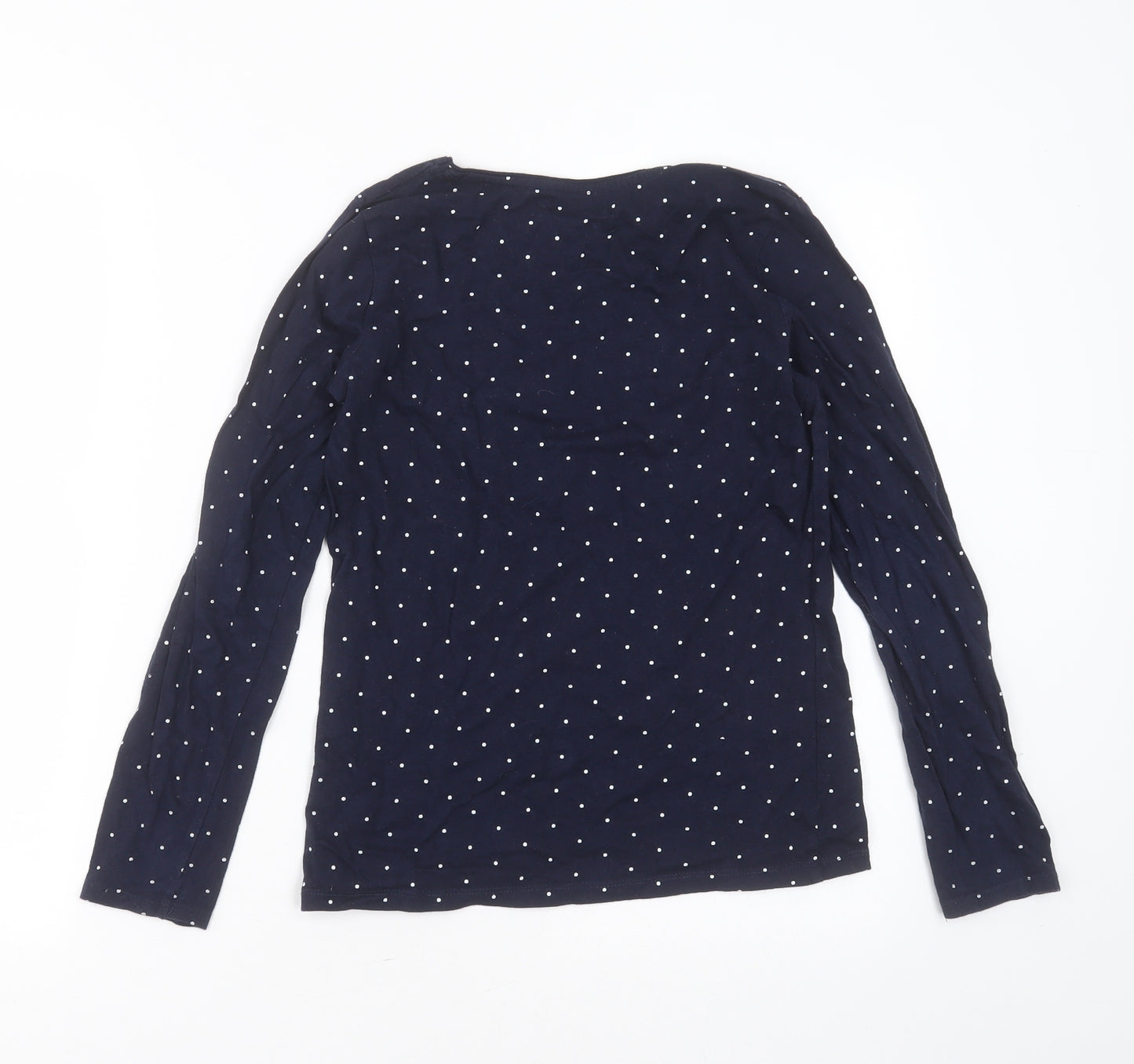 Primark Girls Blue Polka Dot Cotton Basic T-Shirt Size 11-12 Years Round Neck  - hi bye