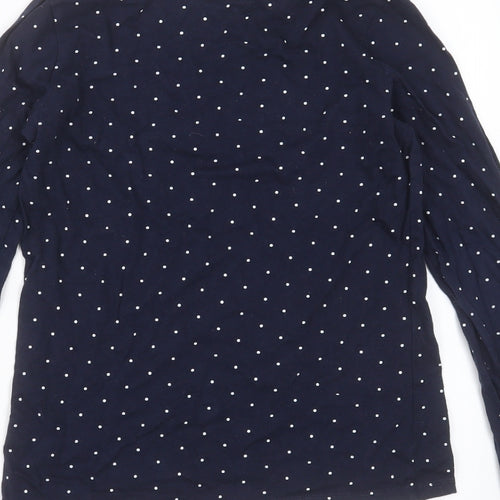 Primark Girls Blue Polka Dot Cotton Basic T-Shirt Size 11-12 Years Round Neck  - hi bye