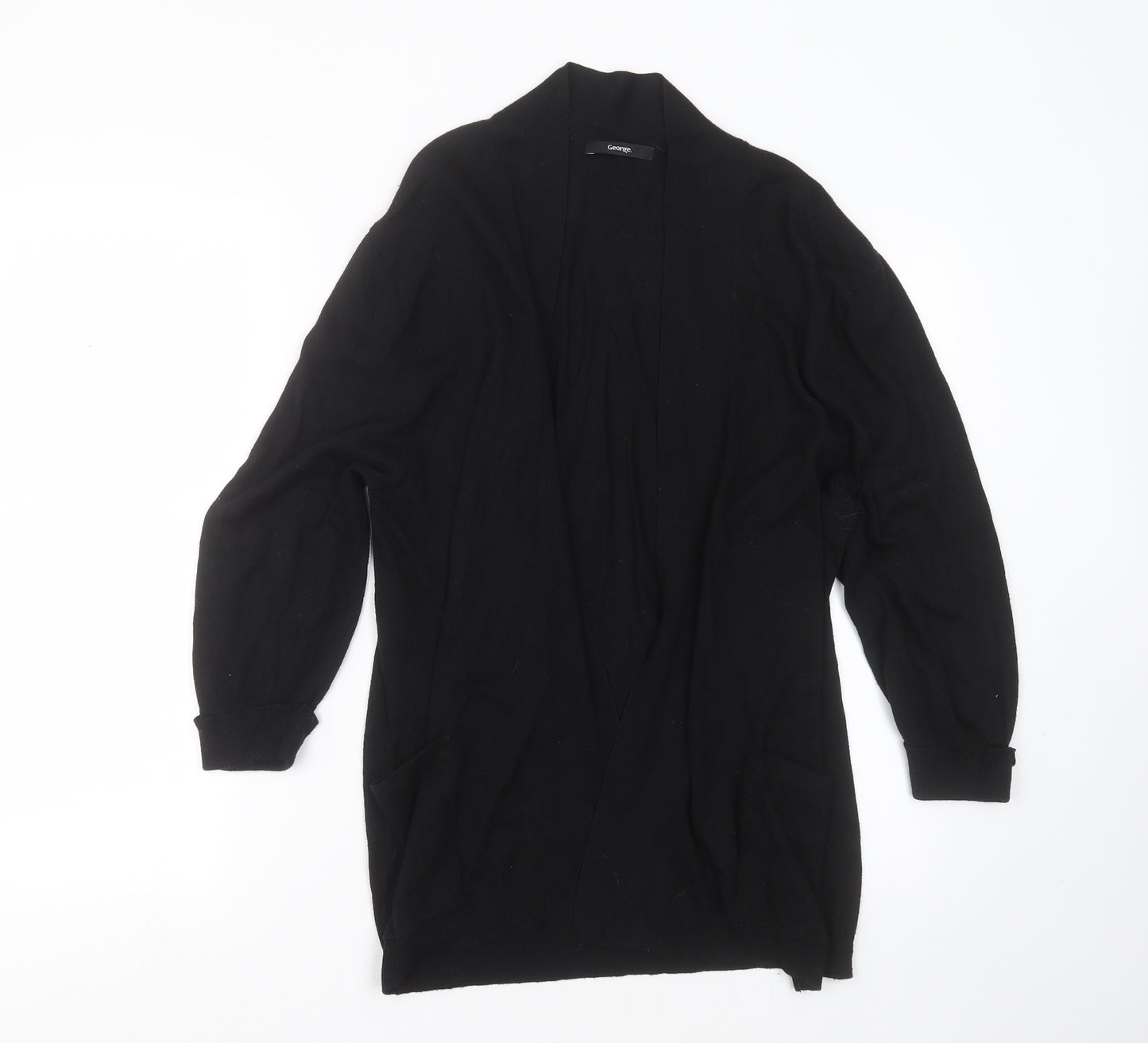 George Womens Black V-Neck  Nylon Cardigan Jumper Size 14