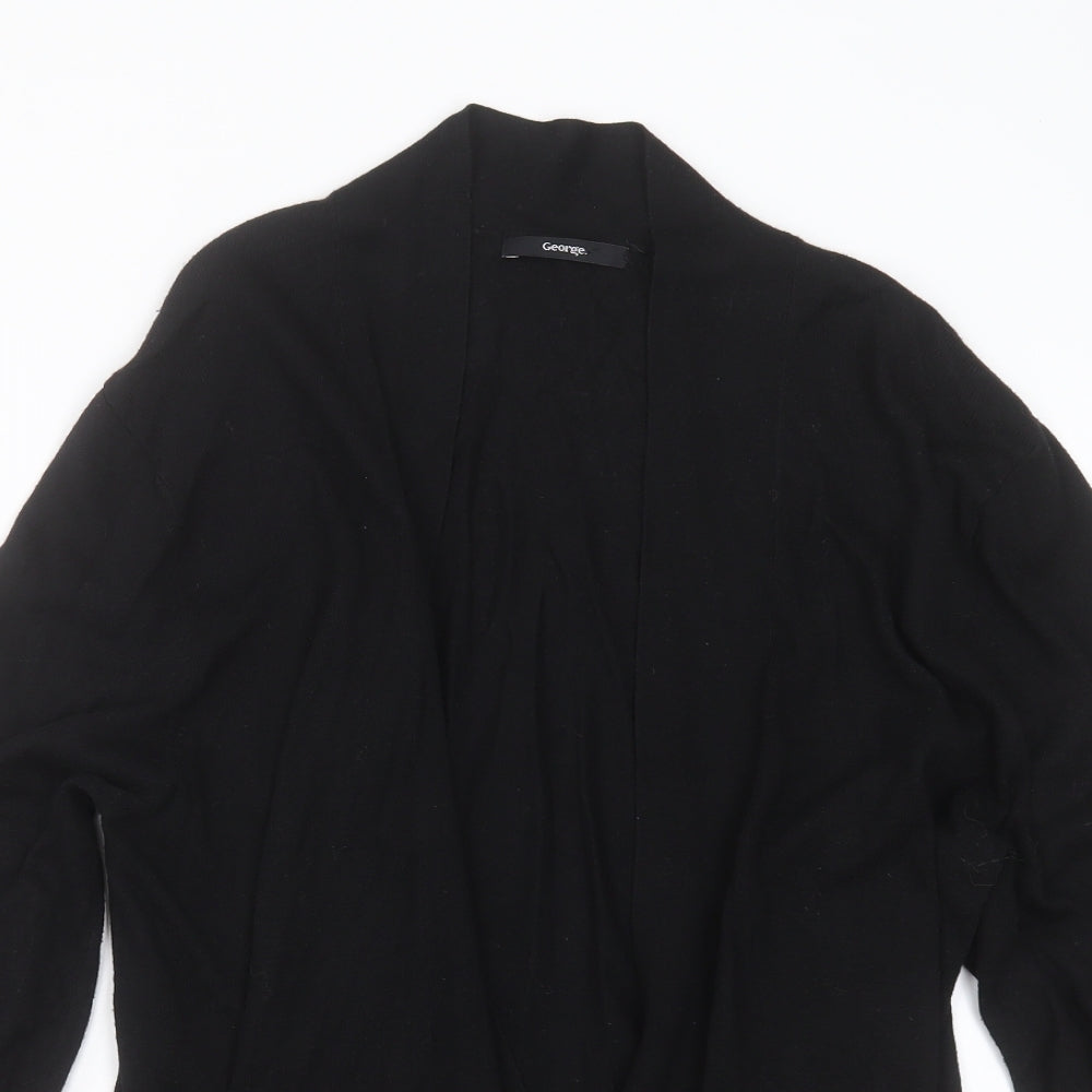 George Womens Black V-Neck  Nylon Cardigan Jumper Size 14
