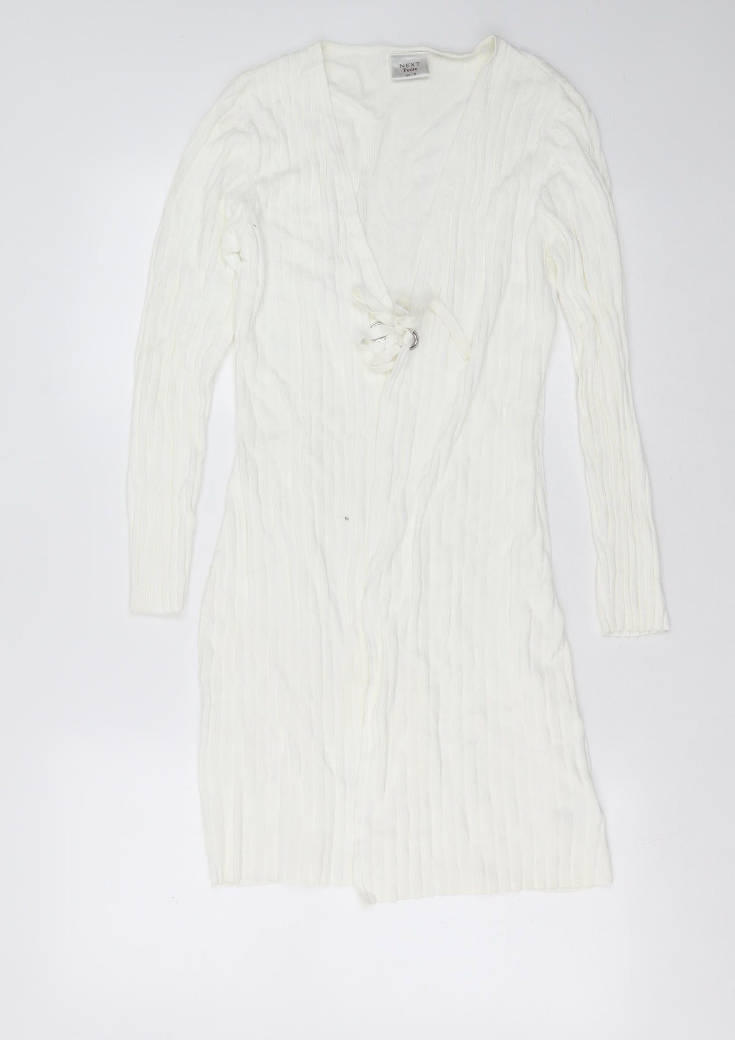 NEXT Womens Ivory V-Neck Striped Cotton Cardigan Jumper Size 10