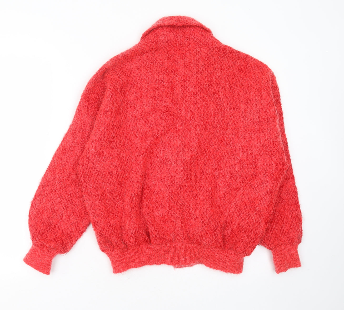 Focus Womens Red V-Neck  Acrylic Cardigan Jumper Size 8