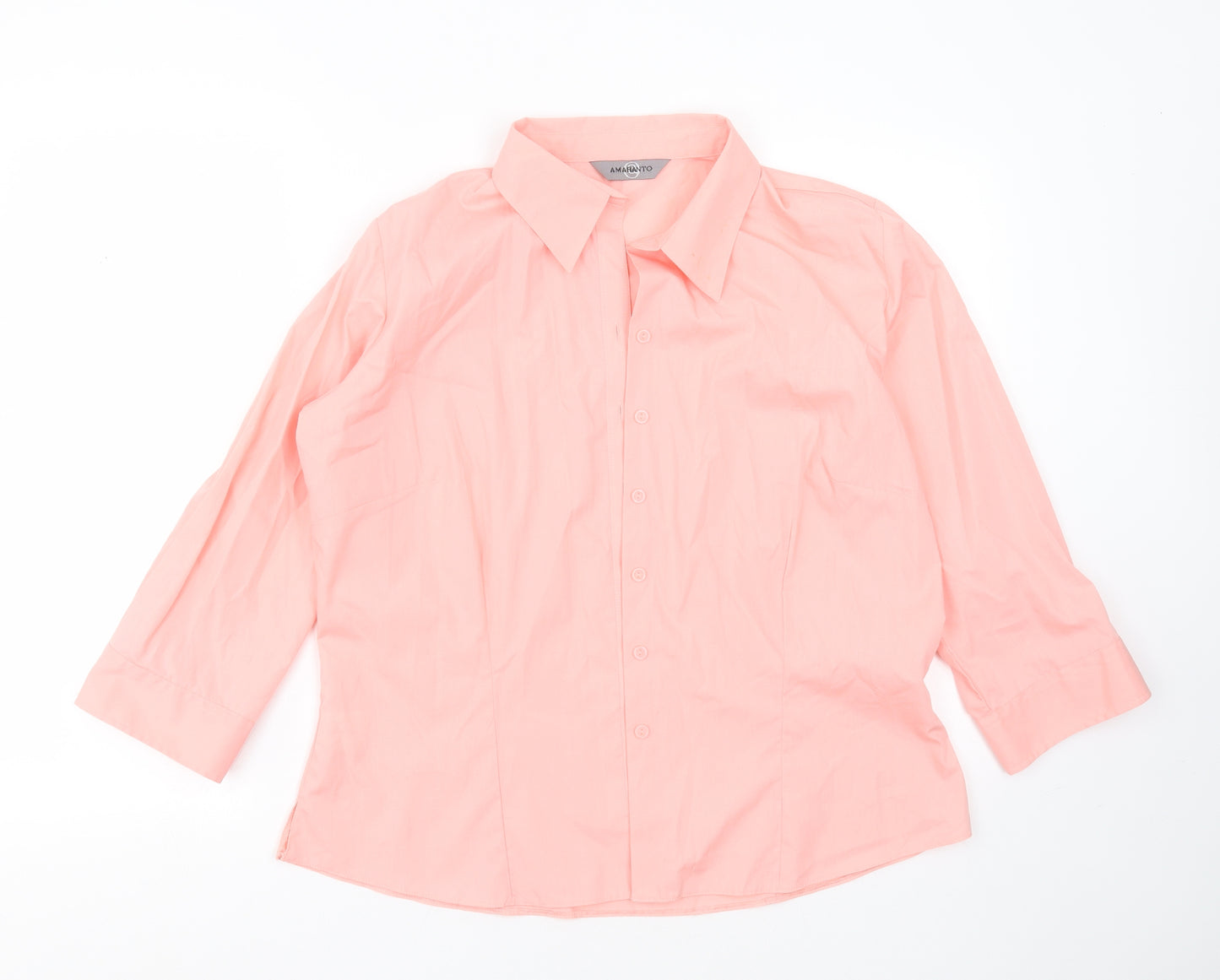 AMARANTO Womens Pink  Cotton Basic Button-Up Size 18 Collared