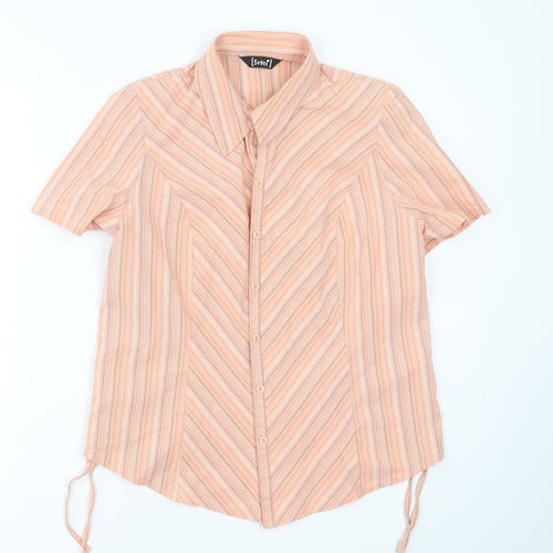 Seven Womens Orange Striped Cotton Basic Button-Up Size 16 Collared